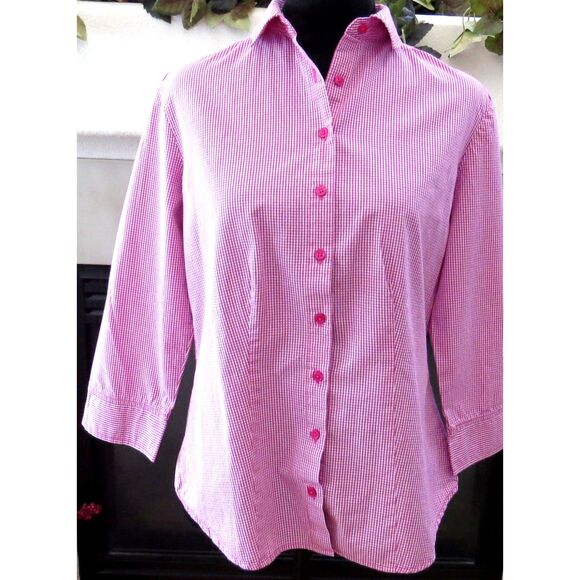 Laura Scott Women's Fitted Blouse  Red/white  Small EUC - Picture 1 of 9